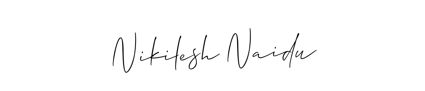 Make a beautiful signature design for name Nikilesh Naidu. With this signature (Allison_Script) style, you can create a handwritten signature for free. Nikilesh Naidu signature style 2 images and pictures png