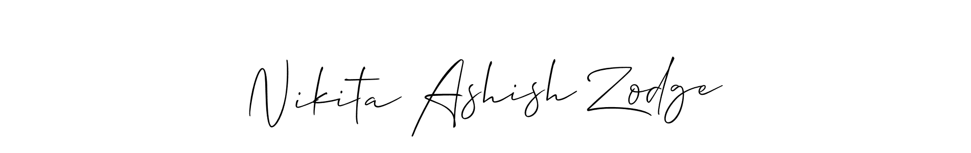 if you are searching for the best signature style for your name Nikita Ashish Zodge. so please give up your signature search. here we have designed multiple signature styles  using Allison_Script. Nikita Ashish Zodge signature style 2 images and pictures png