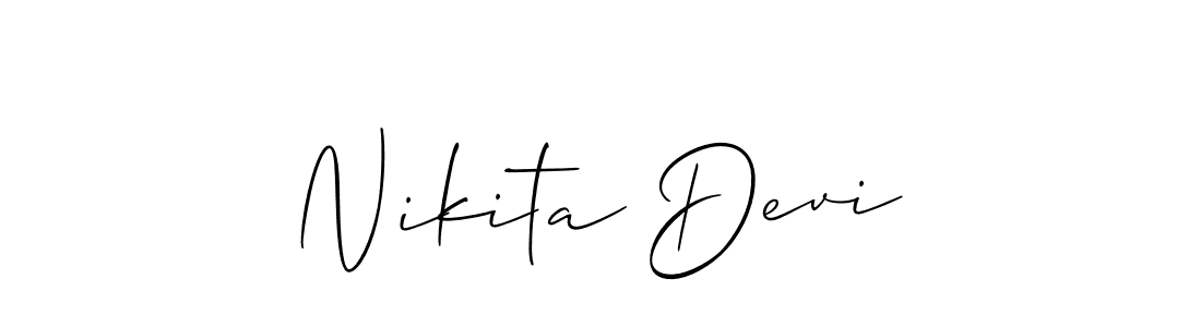 Similarly Allison_Script is the best handwritten signature design. Signature creator online .You can use it as an online autograph creator for name Nikita Devi. Nikita Devi signature style 2 images and pictures png