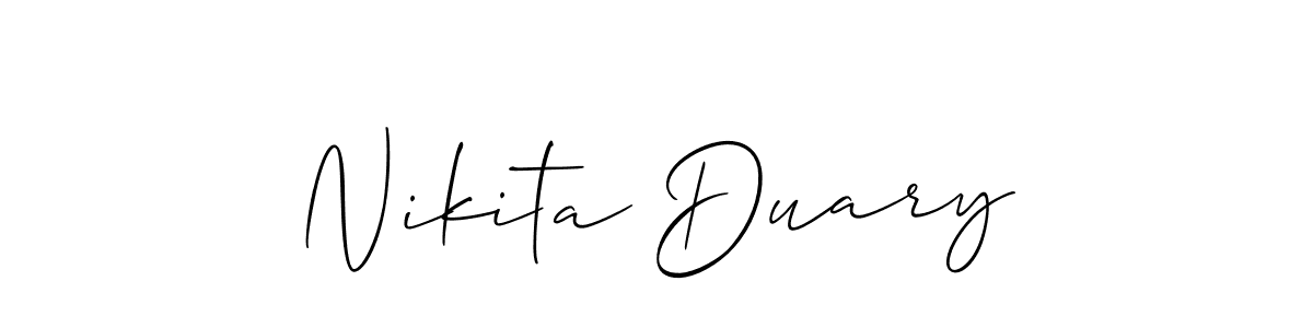 The best way (Allison_Script) to make a short signature is to pick only two or three words in your name. The name Nikita Duary include a total of six letters. For converting this name. Nikita Duary signature style 2 images and pictures png