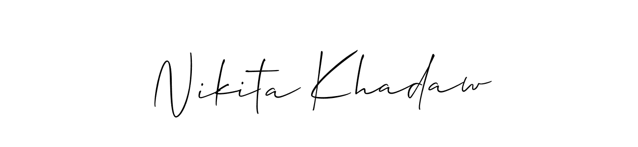You should practise on your own different ways (Allison_Script) to write your name (Nikita Khadaw) in signature. don't let someone else do it for you. Nikita Khadaw signature style 2 images and pictures png