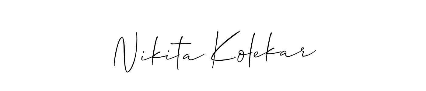 Allison_Script is a professional signature style that is perfect for those who want to add a touch of class to their signature. It is also a great choice for those who want to make their signature more unique. Get Nikita Kolekar name to fancy signature for free. Nikita Kolekar signature style 2 images and pictures png