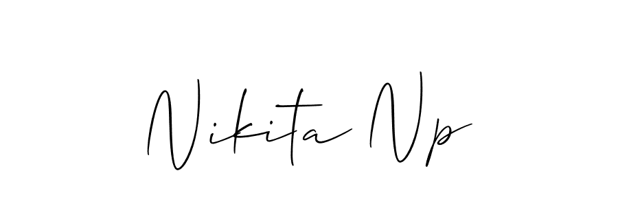 How to make Nikita Np name signature. Use Allison_Script style for creating short signs online. This is the latest handwritten sign. Nikita Np signature style 2 images and pictures png