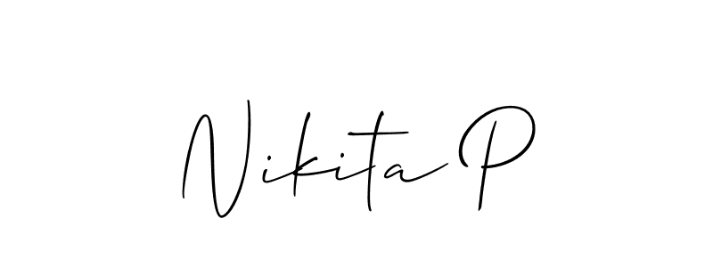 Design your own signature with our free online signature maker. With this signature software, you can create a handwritten (Allison_Script) signature for name Nikita P. Nikita P signature style 2 images and pictures png