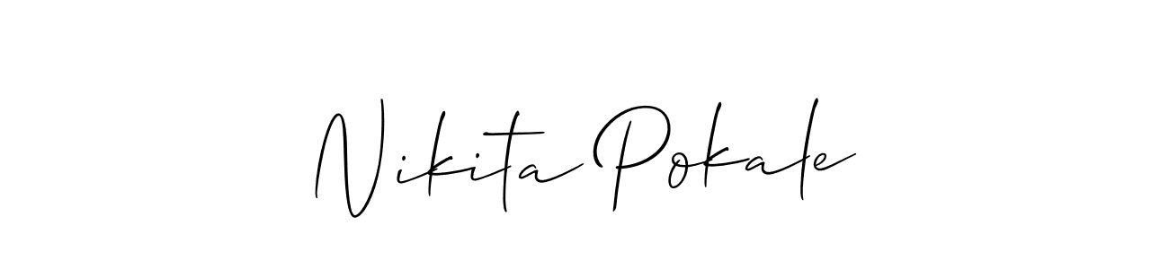 The best way (Allison_Script) to make a short signature is to pick only two or three words in your name. The name Nikita Pokale include a total of six letters. For converting this name. Nikita Pokale signature style 2 images and pictures png