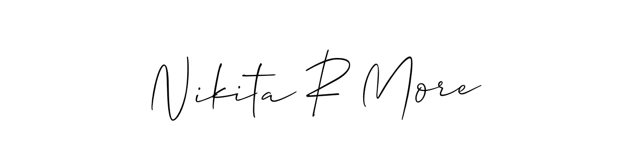 This is the best signature style for the Nikita R More name. Also you like these signature font (Allison_Script). Mix name signature. Nikita R More signature style 2 images and pictures png