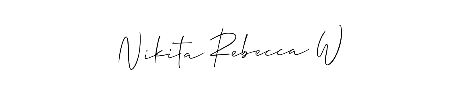This is the best signature style for the Nikita Rebecca W name. Also you like these signature font (Allison_Script). Mix name signature. Nikita Rebecca W signature style 2 images and pictures png