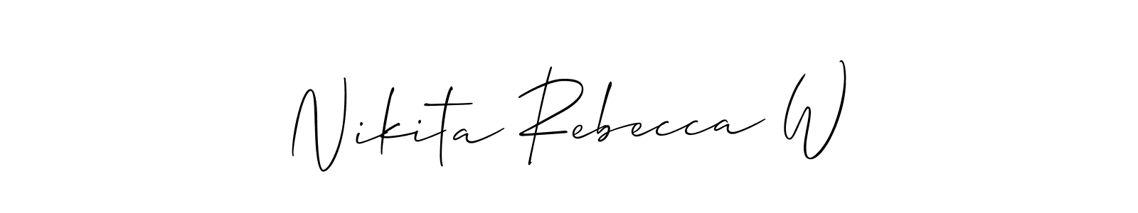 This is the best signature style for the Nikita Rebecca W name. Also you like these signature font (Allison_Script). Mix name signature. Nikita Rebecca W signature style 2 images and pictures png