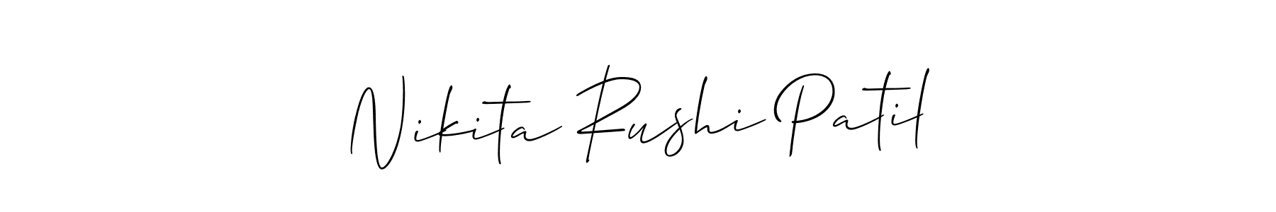 The best way (Allison_Script) to make a short signature is to pick only two or three words in your name. The name Nikita Rushi Patil include a total of six letters. For converting this name. Nikita Rushi Patil signature style 2 images and pictures png