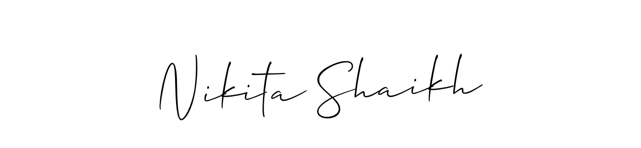 Create a beautiful signature design for name Nikita Shaikh. With this signature (Allison_Script) fonts, you can make a handwritten signature for free. Nikita Shaikh signature style 2 images and pictures png