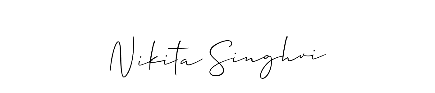 Allison_Script is a professional signature style that is perfect for those who want to add a touch of class to their signature. It is also a great choice for those who want to make their signature more unique. Get Nikita Singhvi name to fancy signature for free. Nikita Singhvi signature style 2 images and pictures png
