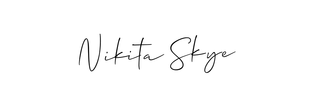 This is the best signature style for the Nikita Skye name. Also you like these signature font (Allison_Script). Mix name signature. Nikita Skye signature style 2 images and pictures png