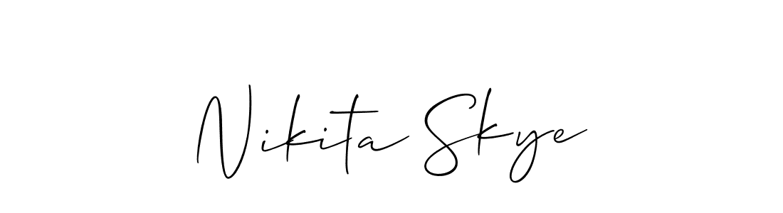 The best way (Allison_Script) to make a short signature is to pick only two or three words in your name. The name Nikita Skye include a total of six letters. For converting this name. Nikita Skye signature style 2 images and pictures png