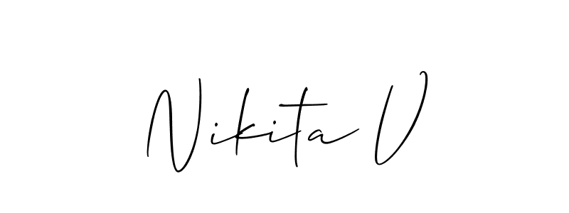 if you are searching for the best signature style for your name Nikita V. so please give up your signature search. here we have designed multiple signature styles  using Allison_Script. Nikita V signature style 2 images and pictures png