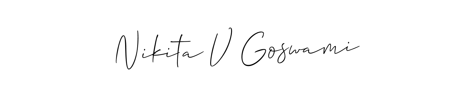 Also we have Nikita V Goswami name is the best signature style. Create professional handwritten signature collection using Allison_Script autograph style. Nikita V Goswami signature style 2 images and pictures png