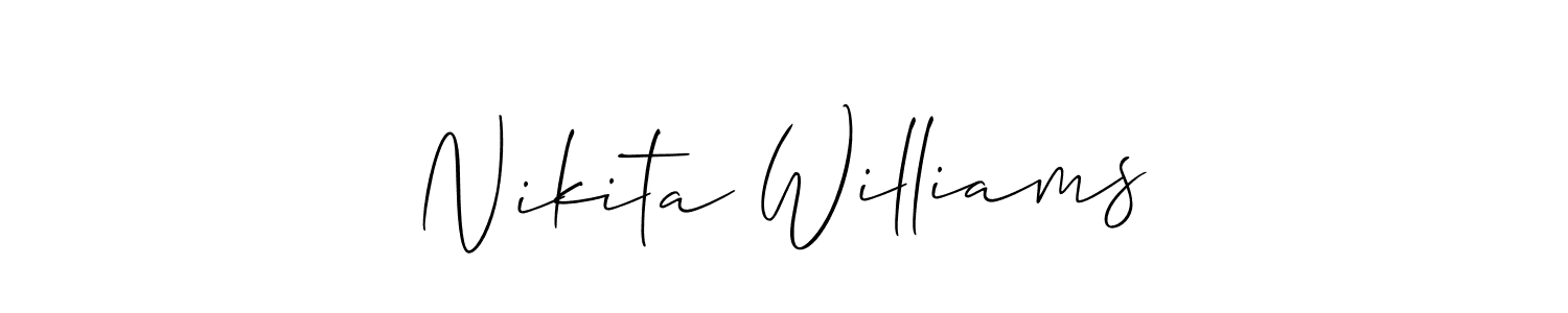 Make a beautiful signature design for name Nikita Williams. With this signature (Allison_Script) style, you can create a handwritten signature for free. Nikita Williams signature style 2 images and pictures png