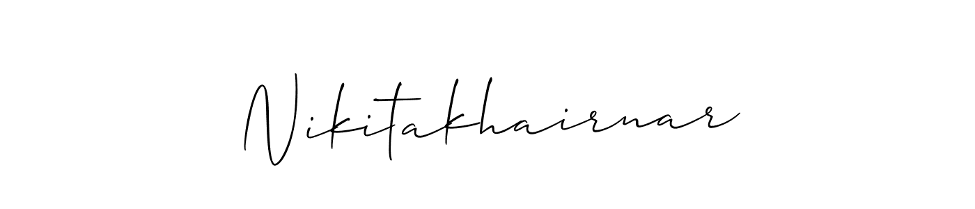 The best way (Allison_Script) to make a short signature is to pick only two or three words in your name. The name Nikitakhairnar include a total of six letters. For converting this name. Nikitakhairnar signature style 2 images and pictures png