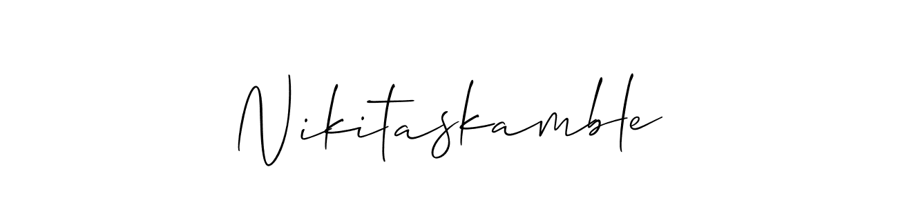 Make a beautiful signature design for name Nikitaskamble. With this signature (Allison_Script) style, you can create a handwritten signature for free. Nikitaskamble signature style 2 images and pictures png