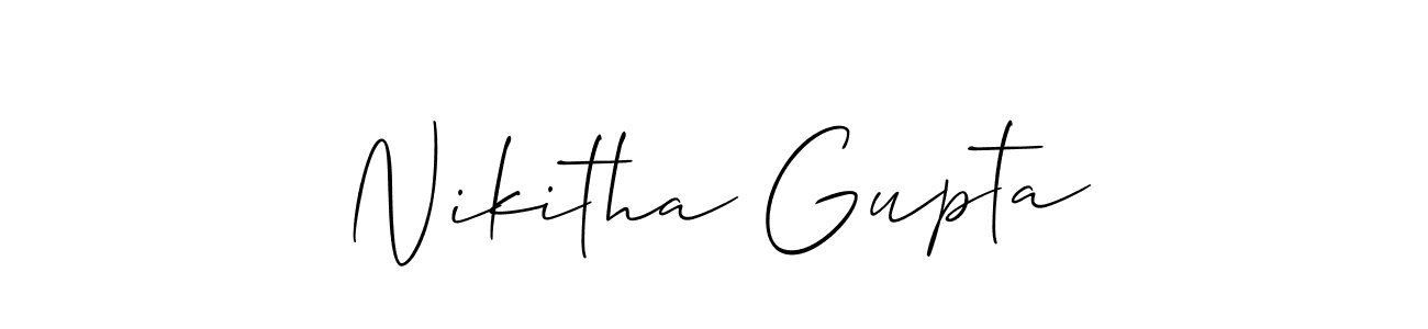 The best way (Allison_Script) to make a short signature is to pick only two or three words in your name. The name Nikitha Gupta include a total of six letters. For converting this name. Nikitha Gupta signature style 2 images and pictures png