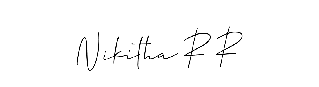 if you are searching for the best signature style for your name Nikitha R R. so please give up your signature search. here we have designed multiple signature styles  using Allison_Script. Nikitha R R signature style 2 images and pictures png