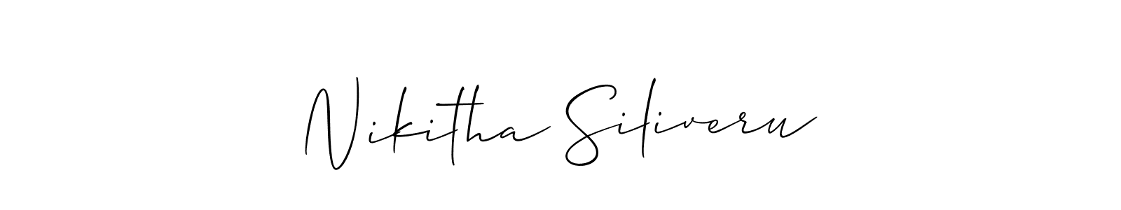 Allison_Script is a professional signature style that is perfect for those who want to add a touch of class to their signature. It is also a great choice for those who want to make their signature more unique. Get Nikitha Siliveru name to fancy signature for free. Nikitha Siliveru signature style 2 images and pictures png