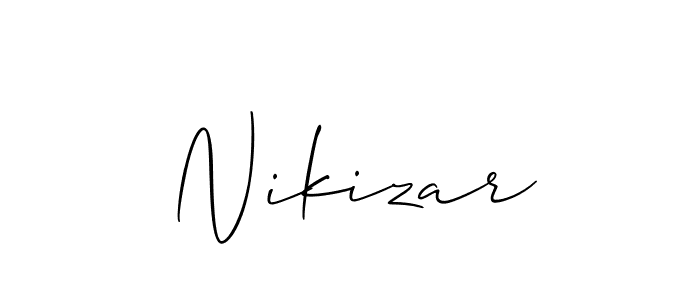 Use a signature maker to create a handwritten signature online. With this signature software, you can design (Allison_Script) your own signature for name Nikizar. Nikizar signature style 2 images and pictures png