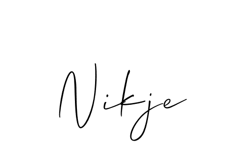 It looks lik you need a new signature style for name Nikje. Design unique handwritten (Allison_Script) signature with our free signature maker in just a few clicks. Nikje signature style 2 images and pictures png