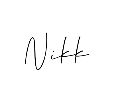 The best way (Allison_Script) to make a short signature is to pick only two or three words in your name. The name Nikk include a total of six letters. For converting this name. Nikk signature style 2 images and pictures png