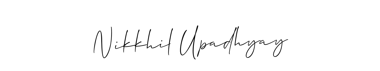 How to make Nikkhil Upadhyay name signature. Use Allison_Script style for creating short signs online. This is the latest handwritten sign. Nikkhil Upadhyay signature style 2 images and pictures png