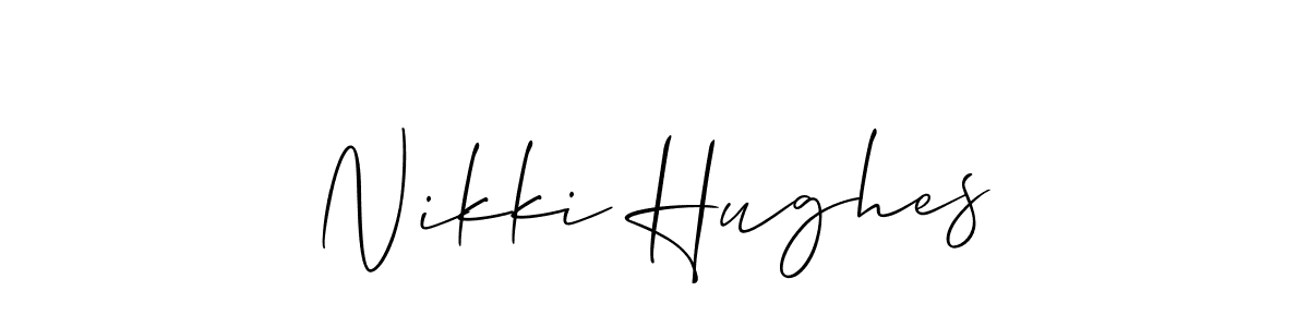 How to make Nikki Hughes name signature. Use Allison_Script style for creating short signs online. This is the latest handwritten sign. Nikki Hughes signature style 2 images and pictures png
