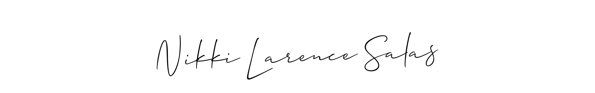 Nikki Larence Salas stylish signature style. Best Handwritten Sign (Allison_Script) for my name. Handwritten Signature Collection Ideas for my name Nikki Larence Salas. Nikki Larence Salas signature style 2 images and pictures png