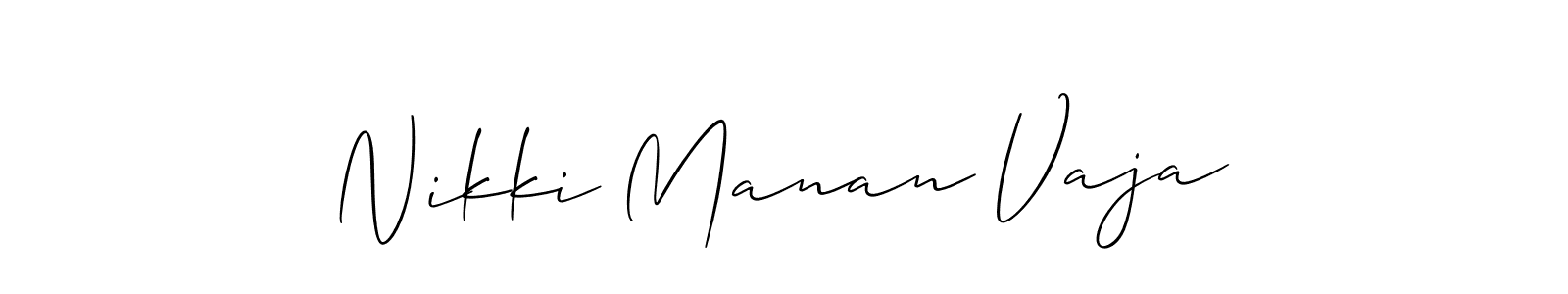 You should practise on your own different ways (Allison_Script) to write your name (Nikki Manan Vaja) in signature. don't let someone else do it for you. Nikki Manan Vaja signature style 2 images and pictures png