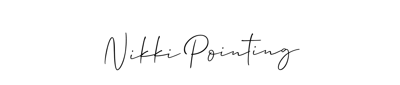 Allison_Script is a professional signature style that is perfect for those who want to add a touch of class to their signature. It is also a great choice for those who want to make their signature more unique. Get Nikki Pointing name to fancy signature for free. Nikki Pointing signature style 2 images and pictures png