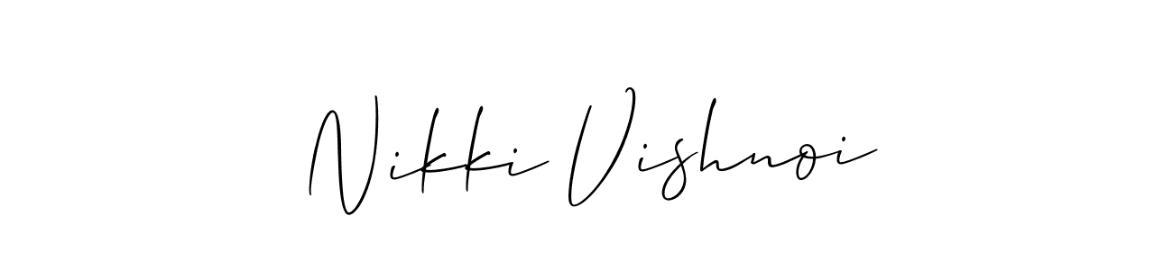 This is the best signature style for the Nikki Vishnoi name. Also you like these signature font (Allison_Script). Mix name signature. Nikki Vishnoi signature style 2 images and pictures png