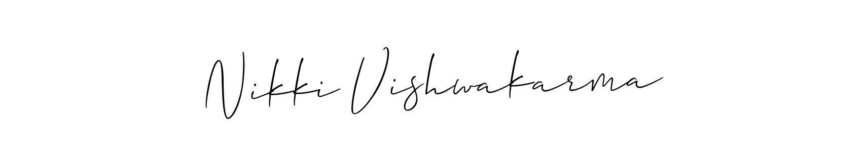 Check out images of Autograph of Nikki Vishwakarma name. Actor Nikki Vishwakarma Signature Style. Allison_Script is a professional sign style online. Nikki Vishwakarma signature style 2 images and pictures png