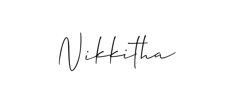 How to make Nikkitha name signature. Use Allison_Script style for creating short signs online. This is the latest handwritten sign. Nikkitha signature style 2 images and pictures png