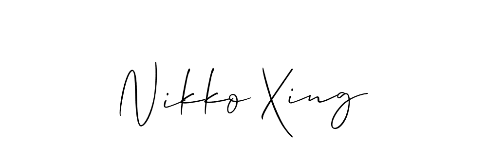 The best way (Allison_Script) to make a short signature is to pick only two or three words in your name. The name Nikko Xing include a total of six letters. For converting this name. Nikko Xing signature style 2 images and pictures png