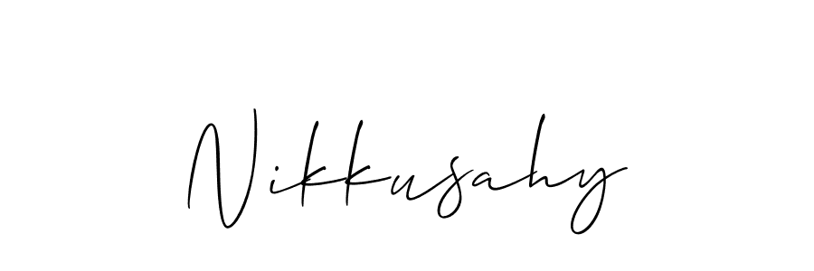 Also we have Nikkusahy name is the best signature style. Create professional handwritten signature collection using Allison_Script autograph style. Nikkusahy signature style 2 images and pictures png