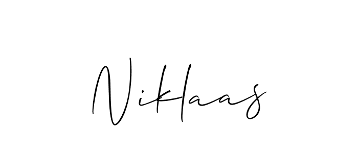 Make a beautiful signature design for name Niklaas. With this signature (Allison_Script) style, you can create a handwritten signature for free. Niklaas signature style 2 images and pictures png