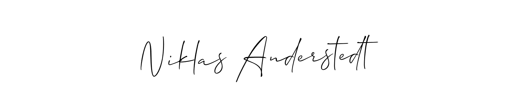 Use a signature maker to create a handwritten signature online. With this signature software, you can design (Allison_Script) your own signature for name Niklas Anderstedt. Niklas Anderstedt signature style 2 images and pictures png