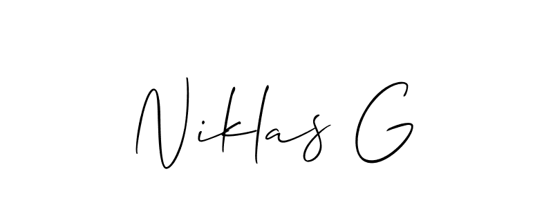 How to Draw Niklas G signature style? Allison_Script is a latest design signature styles for name Niklas G. Niklas G signature style 2 images and pictures png