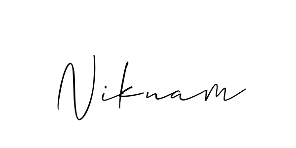 Similarly Allison_Script is the best handwritten signature design. Signature creator online .You can use it as an online autograph creator for name Niknam. Niknam signature style 2 images and pictures png