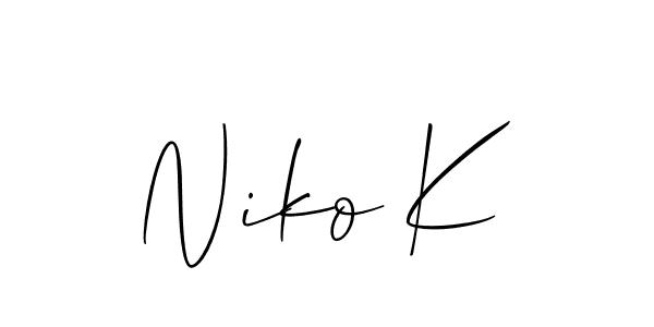 How to Draw Niko K signature style? Allison_Script is a latest design signature styles for name Niko K. Niko K signature style 2 images and pictures png