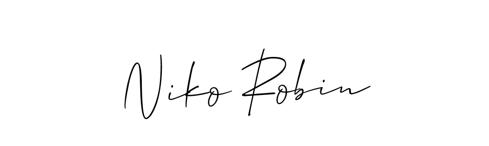 if you are searching for the best signature style for your name Niko Robin. so please give up your signature search. here we have designed multiple signature styles  using Allison_Script. Niko Robin signature style 2 images and pictures png
