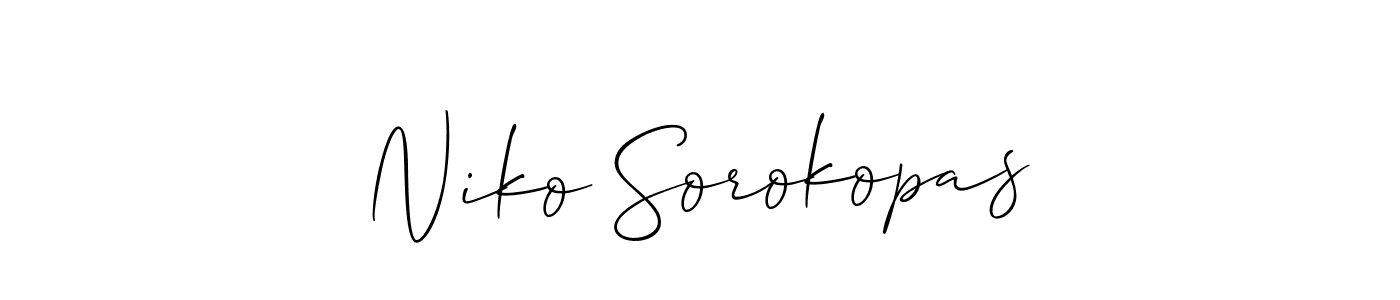 Make a beautiful signature design for name Niko Sorokopas. With this signature (Allison_Script) style, you can create a handwritten signature for free. Niko Sorokopas signature style 2 images and pictures png