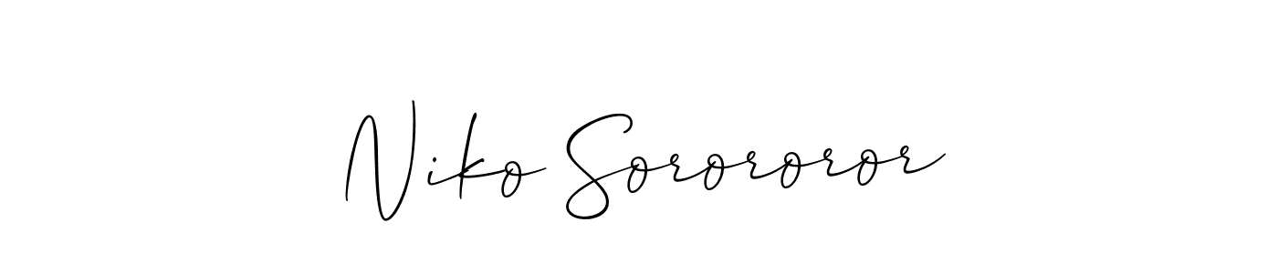 Use a signature maker to create a handwritten signature online. With this signature software, you can design (Allison_Script) your own signature for name Niko Sorororor. Niko Sorororor signature style 2 images and pictures png