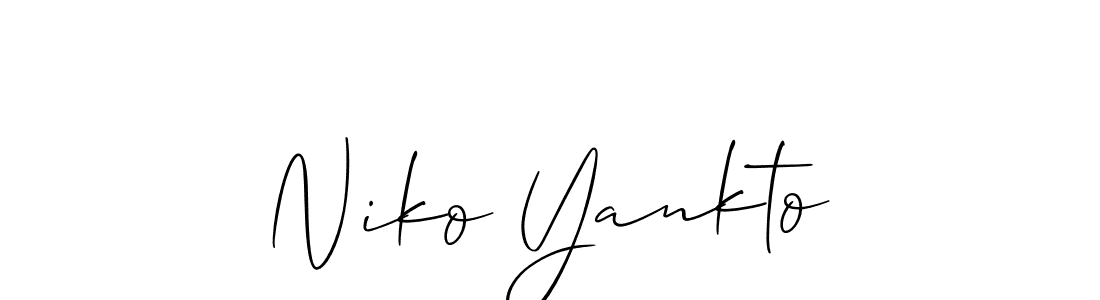 The best way (Allison_Script) to make a short signature is to pick only two or three words in your name. The name Niko Yankto include a total of six letters. For converting this name. Niko Yankto signature style 2 images and pictures png