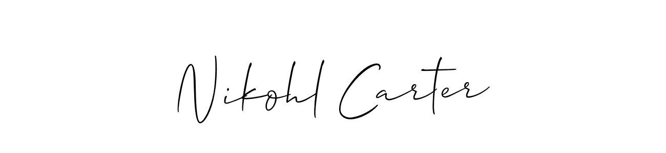 Allison_Script is a professional signature style that is perfect for those who want to add a touch of class to their signature. It is also a great choice for those who want to make their signature more unique. Get Nikohl Carter name to fancy signature for free. Nikohl Carter signature style 2 images and pictures png