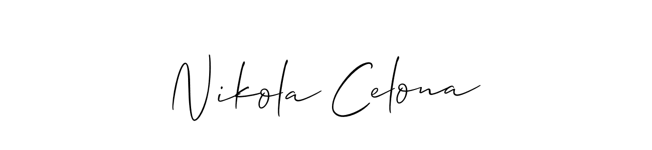 You should practise on your own different ways (Allison_Script) to write your name (Nikola Celona) in signature. don't let someone else do it for you. Nikola Celona signature style 2 images and pictures png