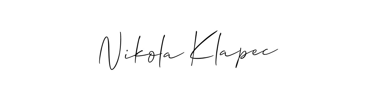 How to make Nikola Klapec signature? Allison_Script is a professional autograph style. Create handwritten signature for Nikola Klapec name. Nikola Klapec signature style 2 images and pictures png